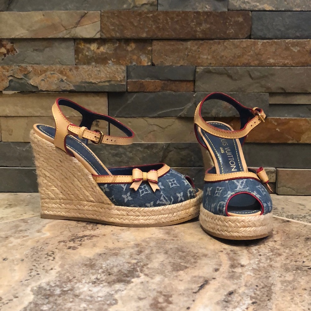Louis Vuitton Monogram Jean Wedge Espadrilles